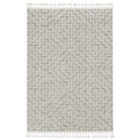 Homeroots 39 x 59 in. Polyester Zigzag Diamonds Area Rug with Fringe, Ivory & Grey 375684